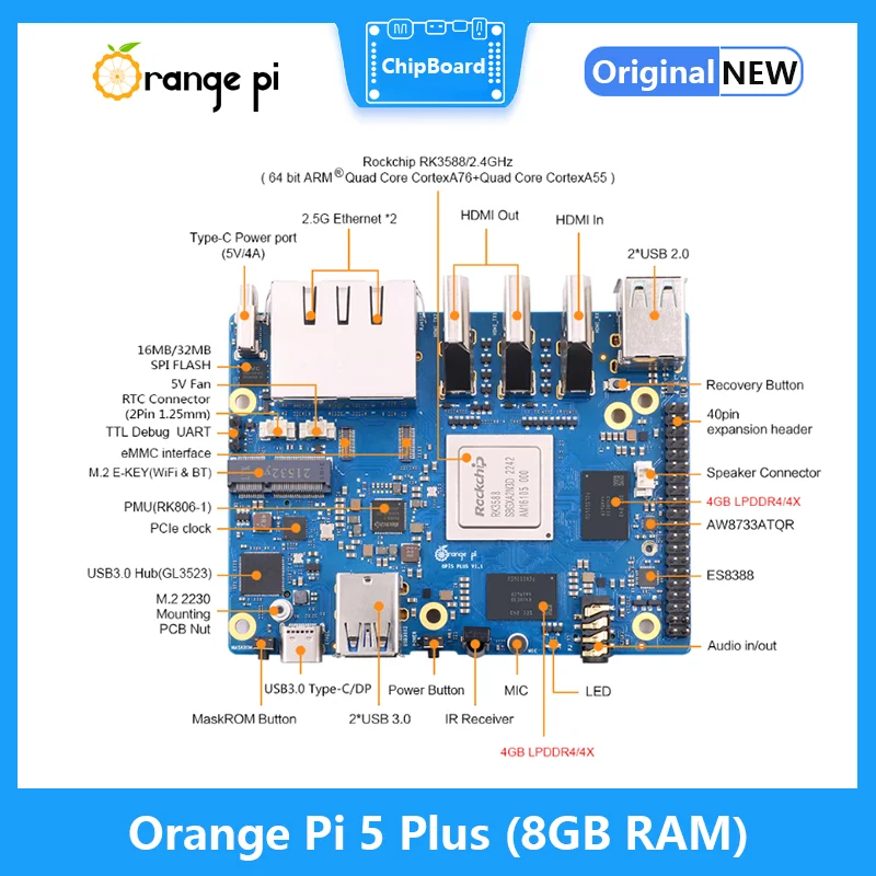 Orange Pi 5 Plus 8GB RAM RK358 - огляд і ціна Orange Pi 5 Plus 16Gb