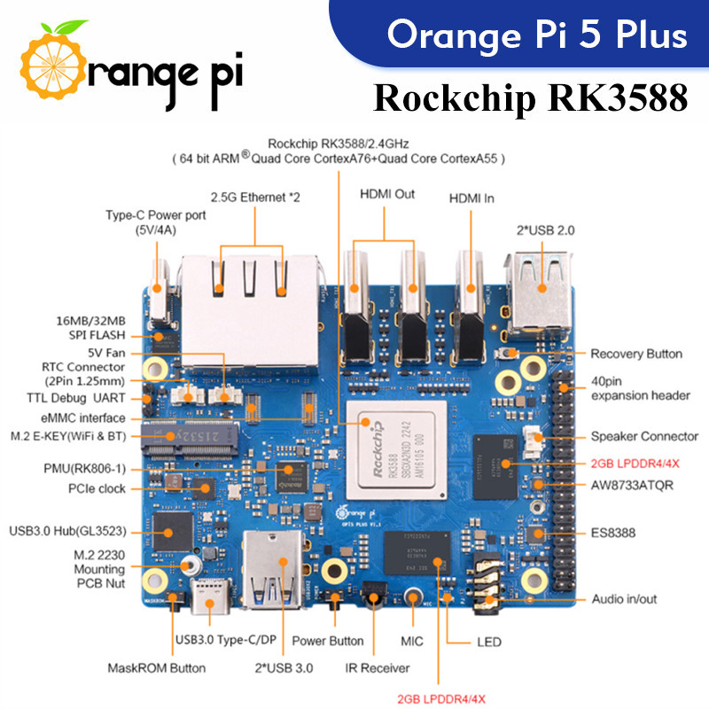 Orange Pi 5 Plus Single Board  - огляд і ціна Orange Pi 5 Plus 16Gb