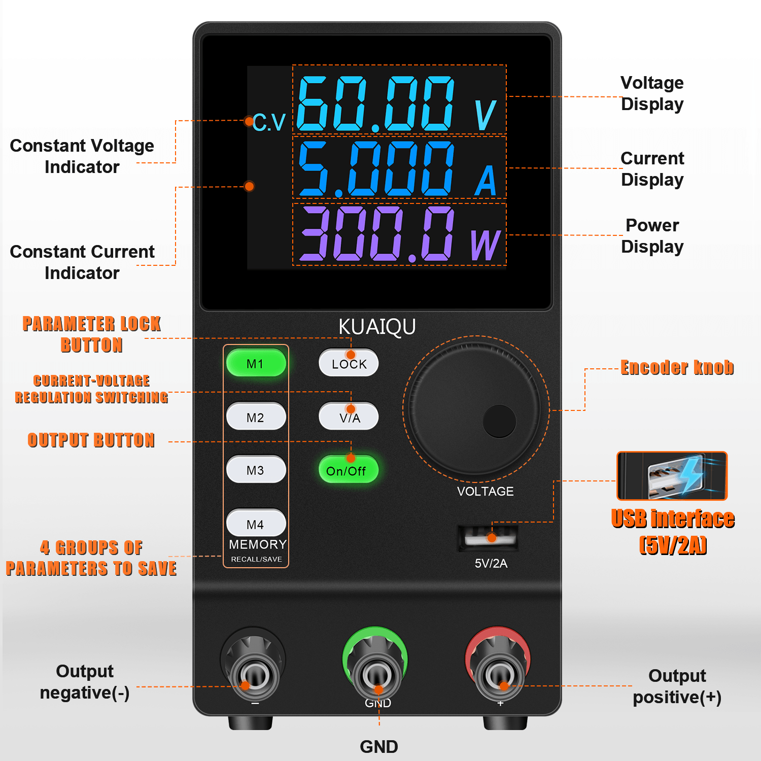 KUAIQU SPPS605D-232 300W Adjus - огляд і ціна Programmable Dc Power Supply 60V 5A